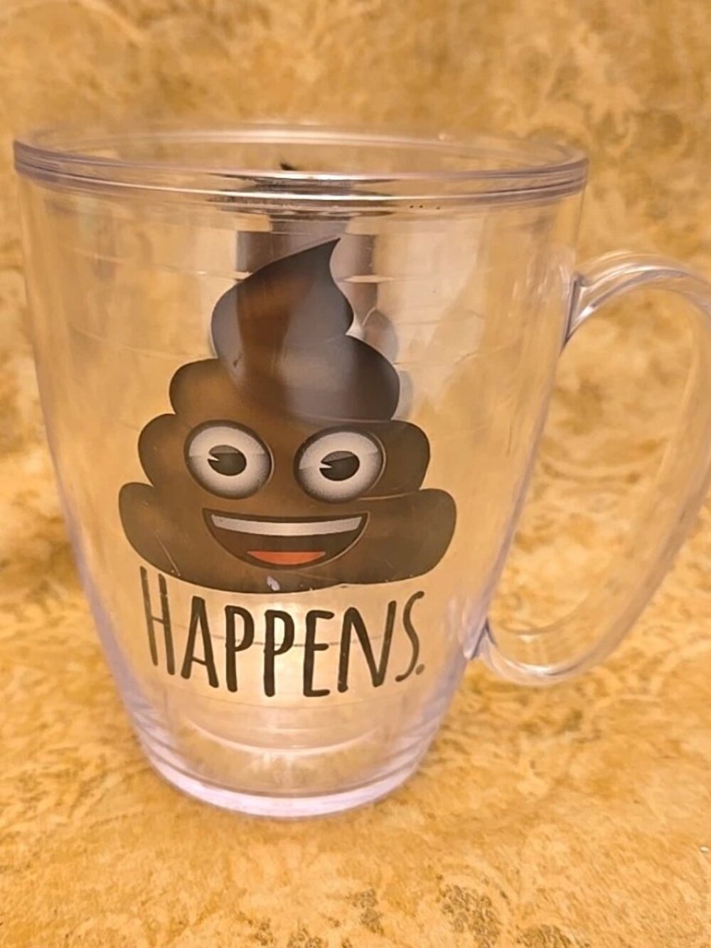 POOP HAPPENS Emoji Tervis 16 oz Insulated Mug. * EUC *